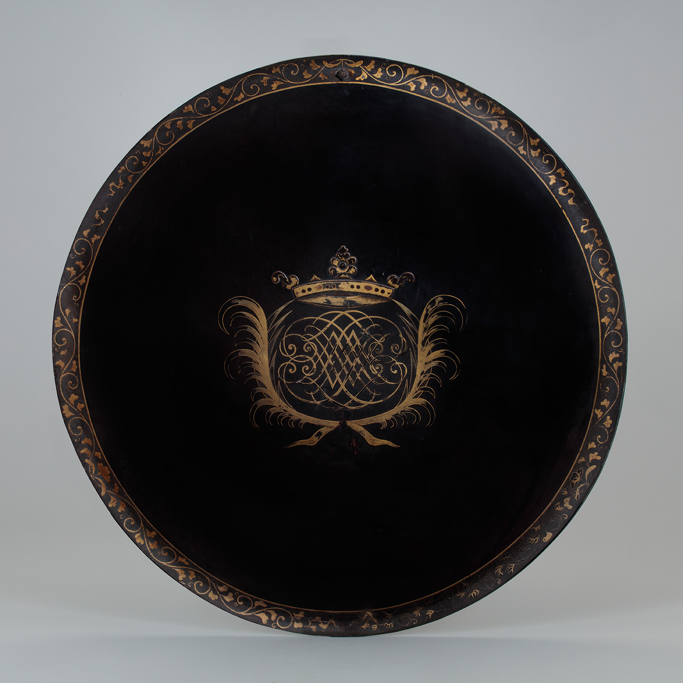A Lacquered Shield with a European Coat of Arms